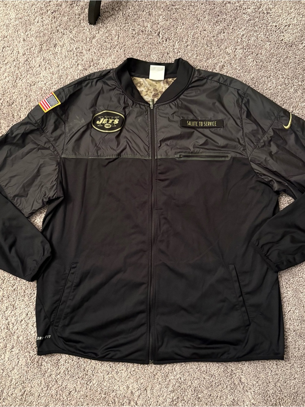 Nike Black New York Jets Salute to Service Bomber Jacket